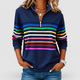 Sabrina | Women's Rainbow Striped Half-Zip Sweatshirt