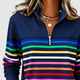 Sabrina | Women's Rainbow Striped Half-Zip Sweatshirt