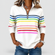 Sabrina | Women's Rainbow Striped Half-Zip Sweatshirt