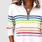 Women's Rainbow Striped Half-Zip Sweatshirt — view 8