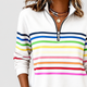 Sabrina | Women's Rainbow Striped Half-Zip Sweatshirt