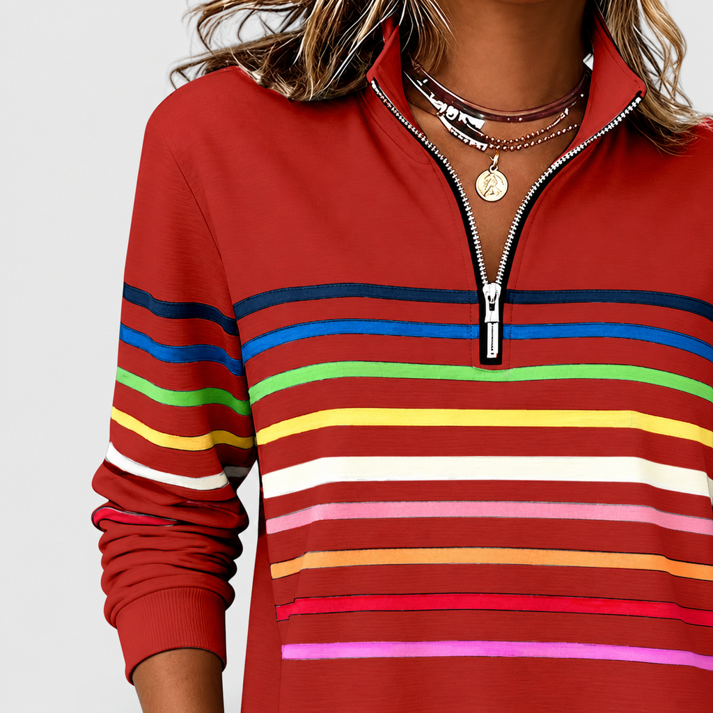 Women's Rainbow Striped Half-Zip Sweatshirt — view 11