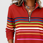 Women's Rainbow Striped Half-Zip Sweatshirt — view 11