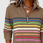 Women's Rainbow Striped Half-Zip Sweatshirt — view 14
