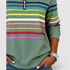 Women's Rainbow Striped Half-Zip Sweatshirt — view 17