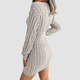 Sadie | Women's Fitted Cable Knit V-Neck Jumper Dress