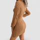 Sadie | Women's Fitted Cable Knit V-Neck Jumper Dress