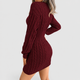 Sadie | Women's Fitted Cable Knit V-Neck Jumper Dress