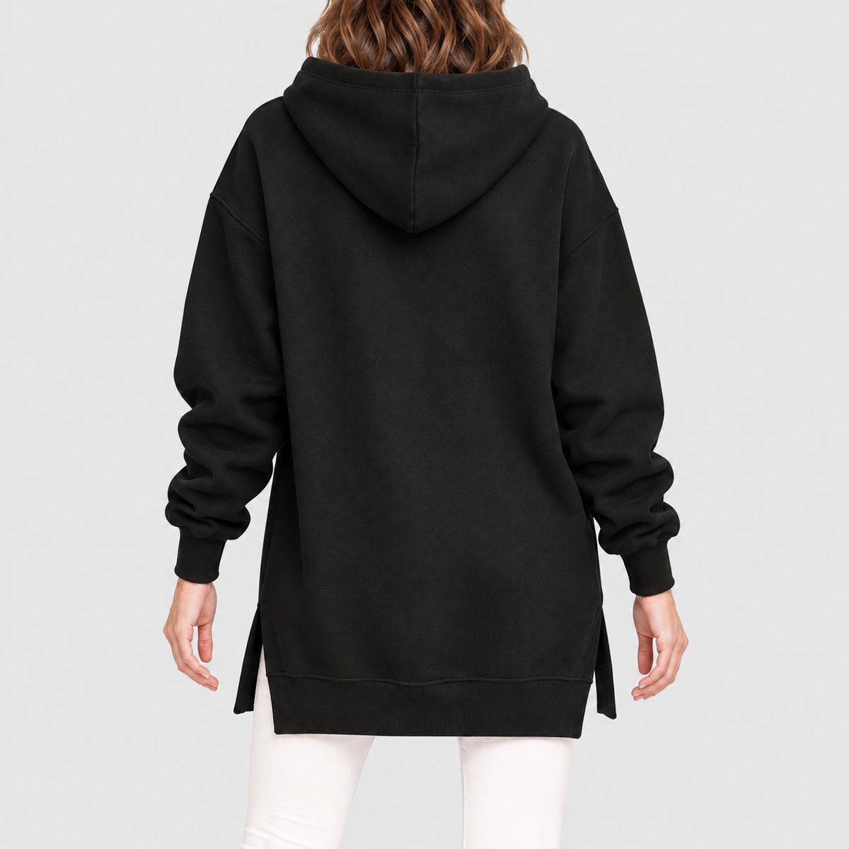 Women's Oversized Long Hoodie Dress with Fleece Lining — view 3