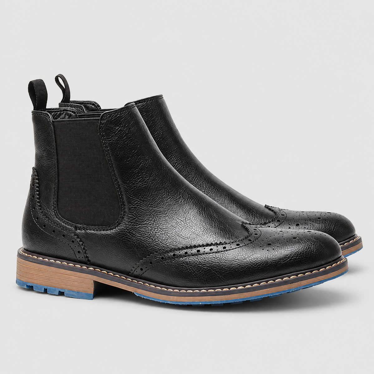 Women's Brogue Chelsea Ankle Boots in Black — view 2