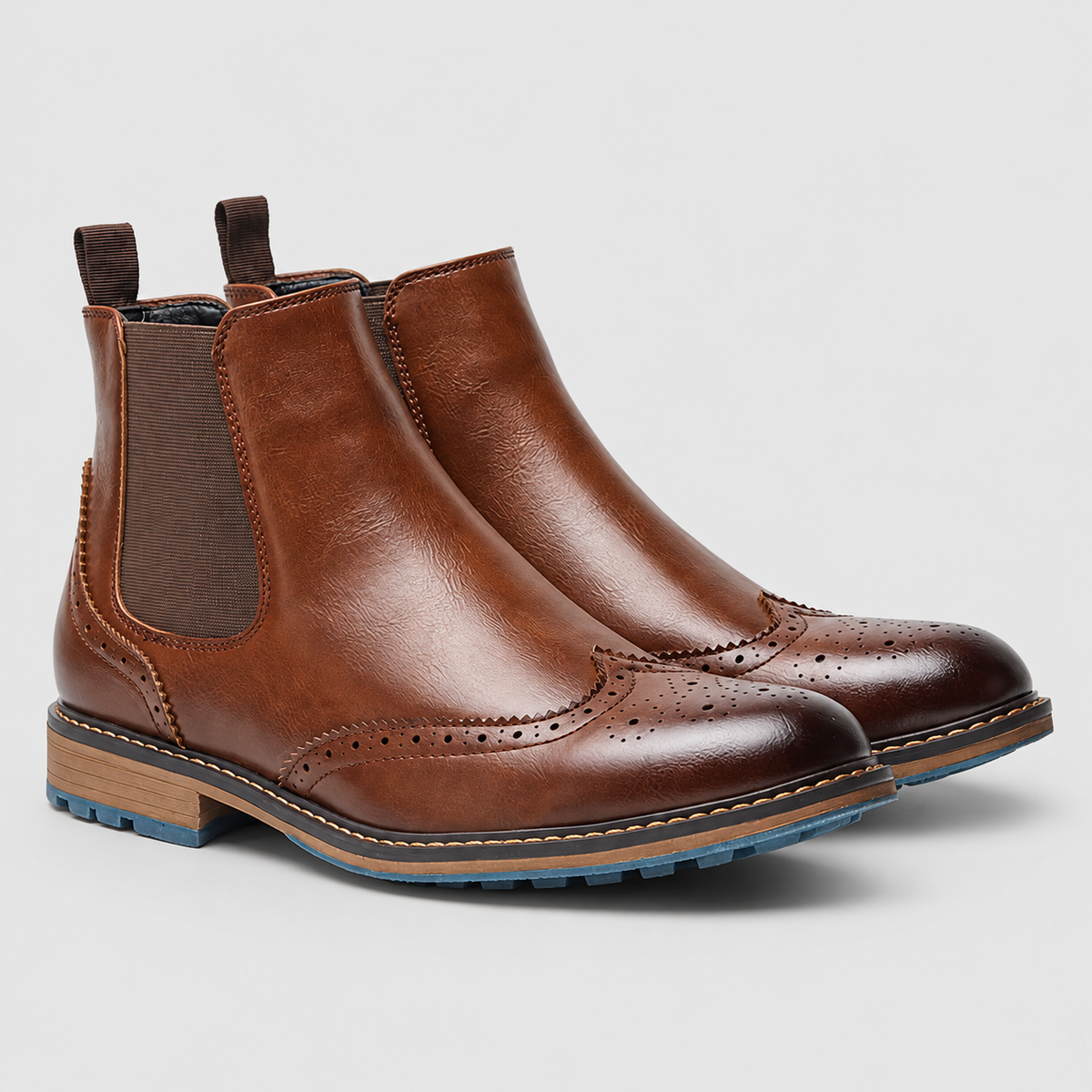 Women's Brogue Chelsea Ankle Boots in Brown — view 3