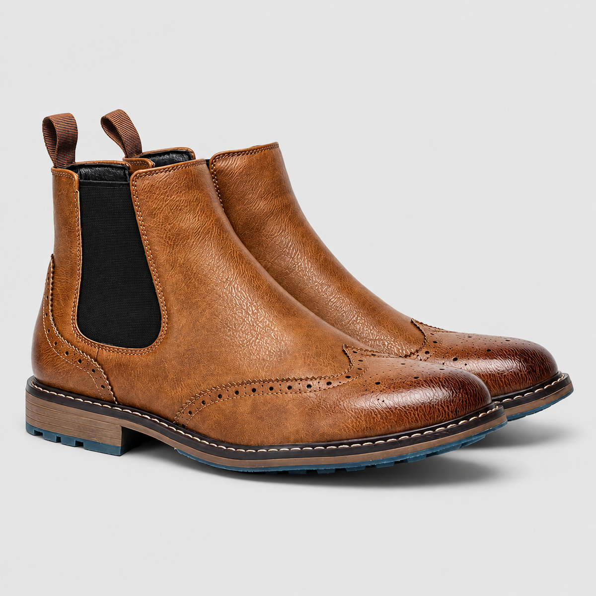 Women's Brogue Chelsea Ankle Boots in Light Brown — view 4
