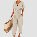 Women's Elegant Wrap-Front Two-Piece Set in Apricot — view 1