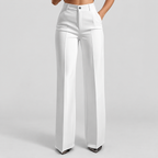 Women's High-Waisted Wide-Leg Trousers in White — view 2