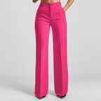 Women's High-Waisted Wide-Leg Trousers in Pink — view 4