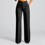 Women's High-Waisted Wide-Leg Trousers in Black — view 8