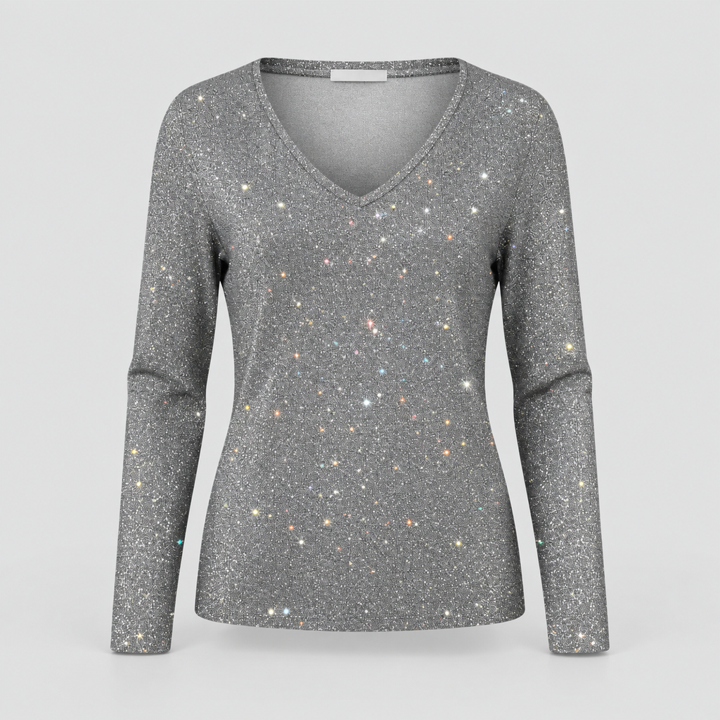 Women's Sequin V-Neck Long-Sleeve Jumper — view 1