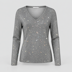Women's Sequin V-Neck Long-Sleeve Jumper — view 1