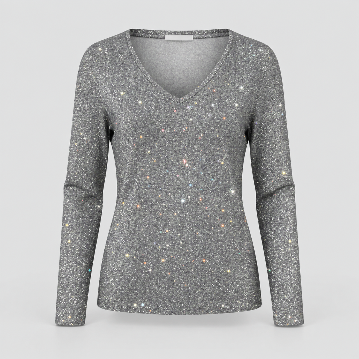 Women's Sequin V-Neck Long-Sleeve Jumper — view 1