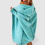 Women's Oversized Hooded Knit Cardigan in Blue — view 4