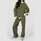Women's Oversized Tracksuit Set with Contrast Trim in Teal — view 10