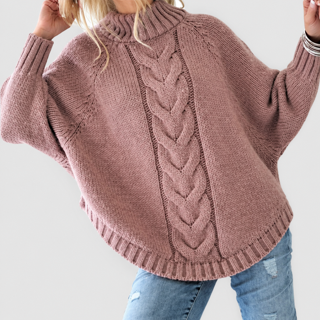 Women's Cable Knit Turtleneck Jumper with Oversized Fit — view 8