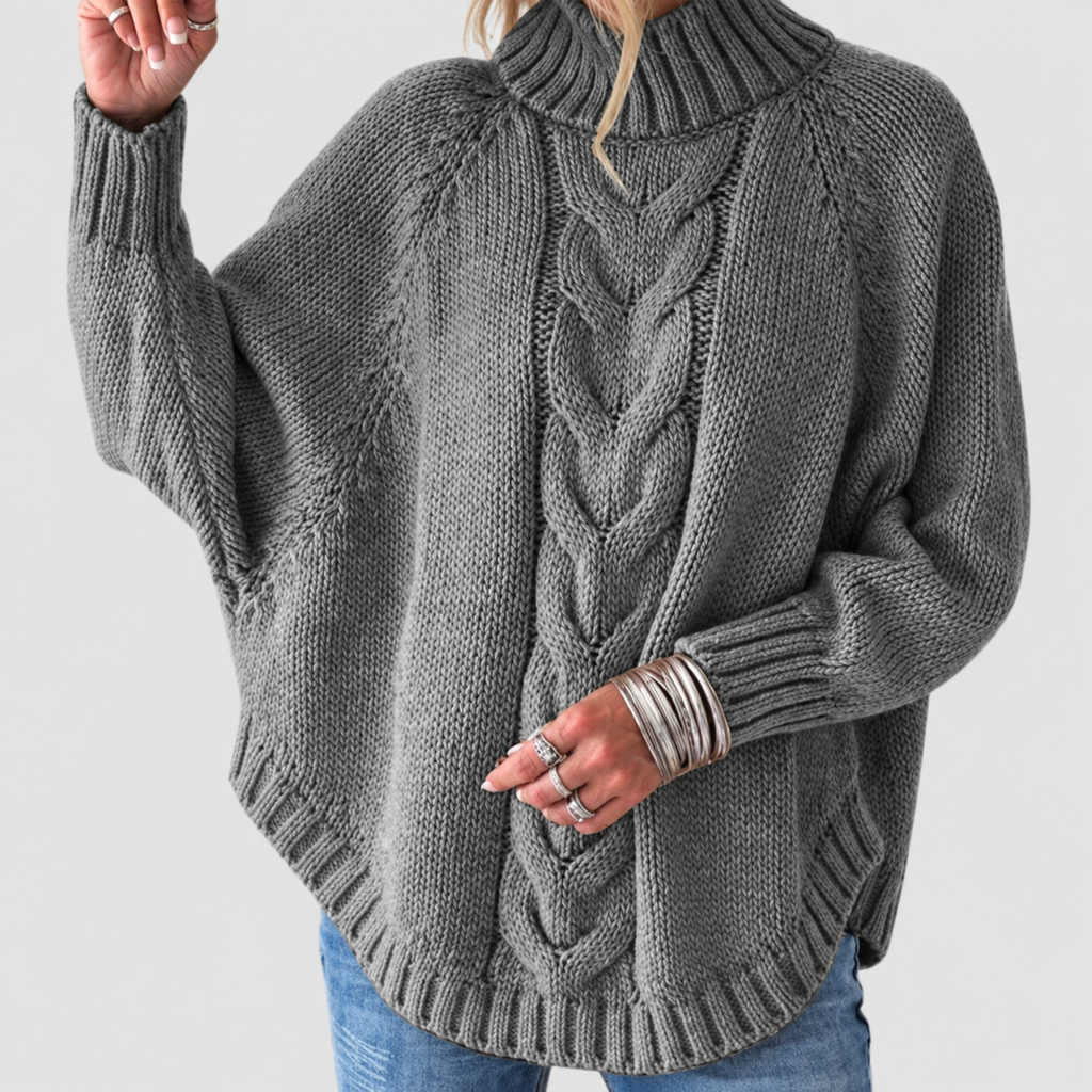 Women's Cable Knit Turtleneck Jumper with Oversized Fit — view 9