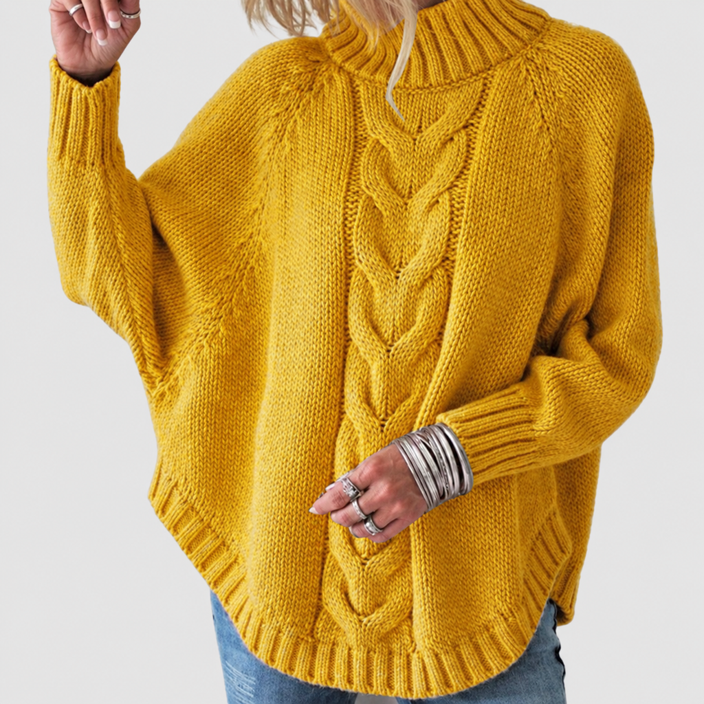 Women's Cable Knit Turtleneck Jumper with Oversized Fit — view 10
