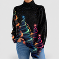 Women's Glitter Christmas Tree Turtleneck Jumper in Multicolor — view 1