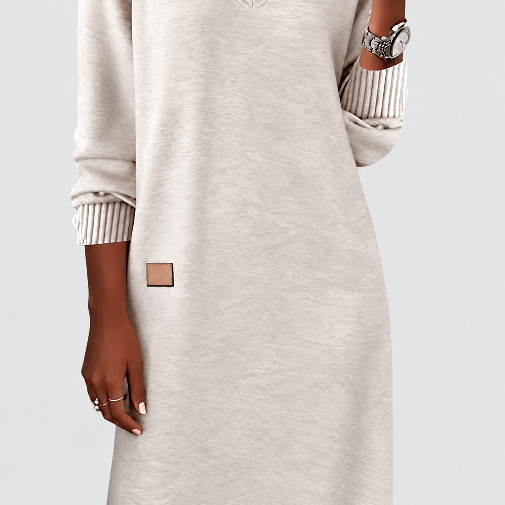 Women's V-Neck Long-Sleeve Midi Dress — view 5