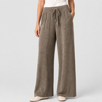 Women's Soft Wide Leg Drawstring Lounge Trousers in Green — view 7