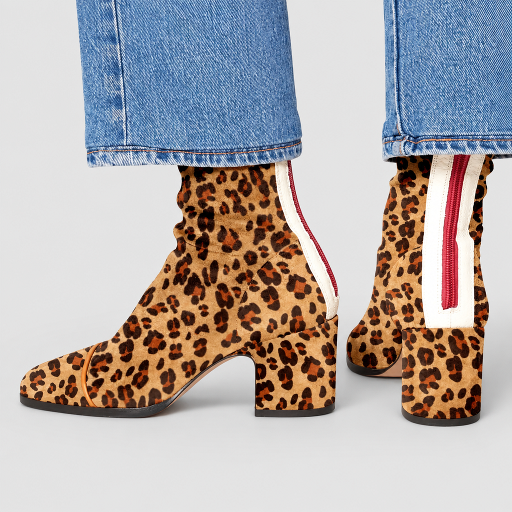 Women's Square-Toe Block-Heel Ankle Boots with Contrast-Panel Options — view 5