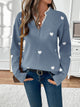 Teleri | Women's Heart Print Jumper with Lace-Trim V-Neck