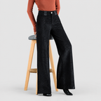 Women's Wide-Leg Corduroy Trousers with Satin Waistband — view 3