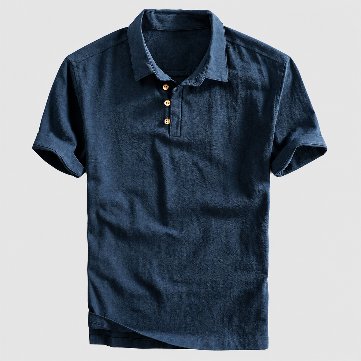 Men's Cotton Polo Shirt with Classic Collar and Regular Fit in Dark Blue — view 1