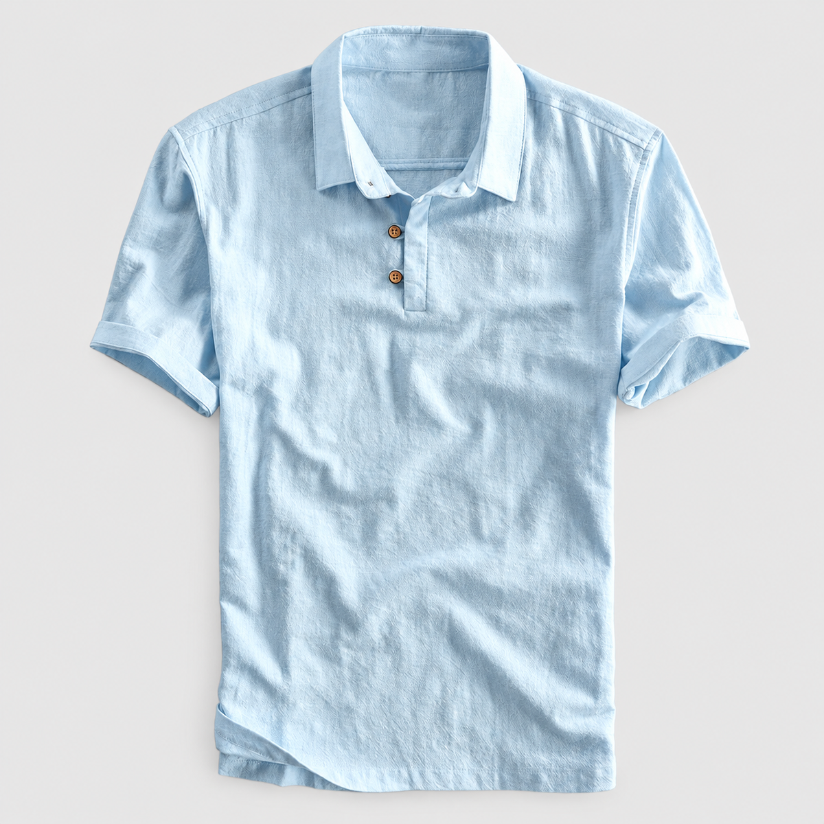 Men's Cotton Polo Shirt with Classic Collar and Regular Fit in Light Blue — view 2