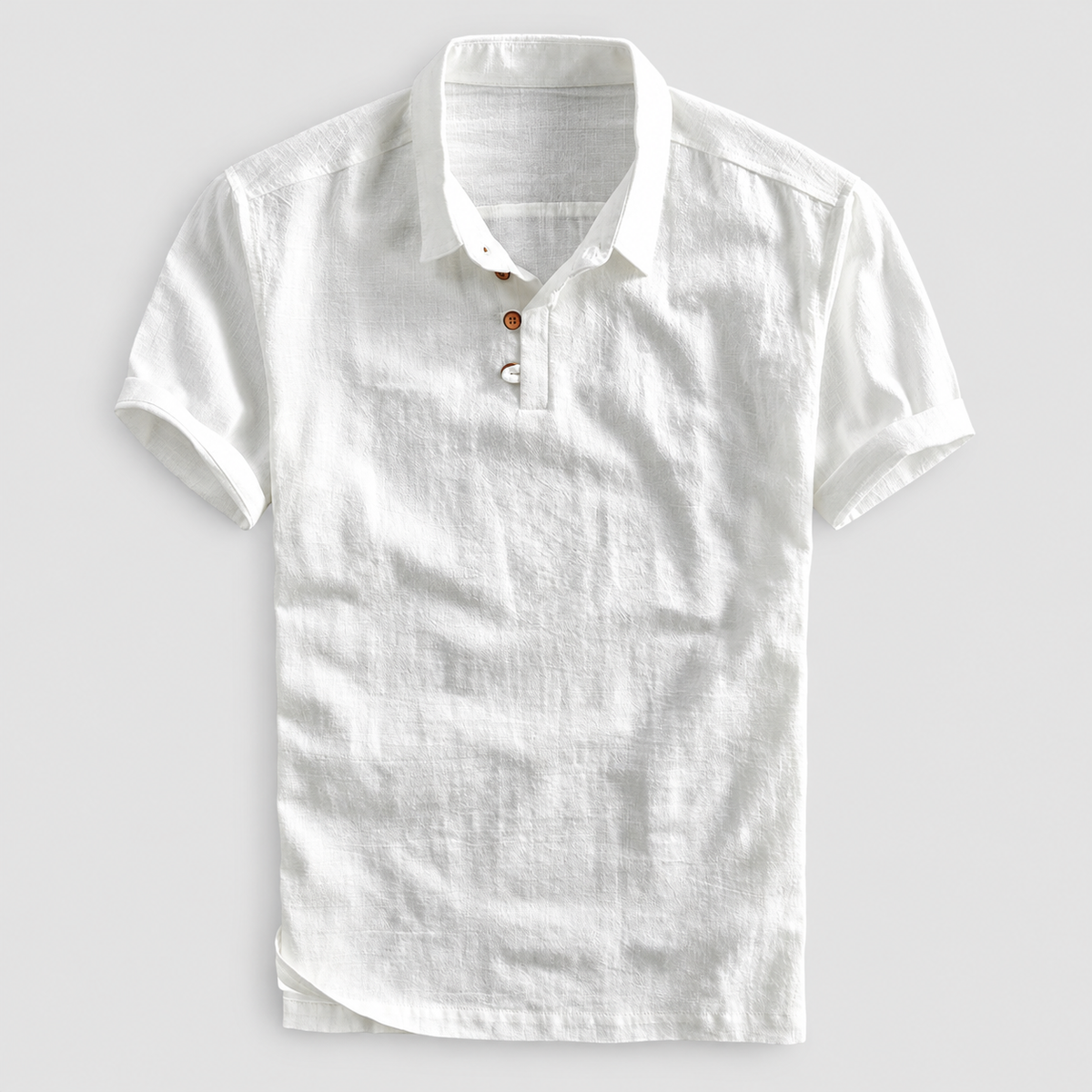 Men's Cotton Polo Shirt with Classic Collar and Regular Fit in White — view 3