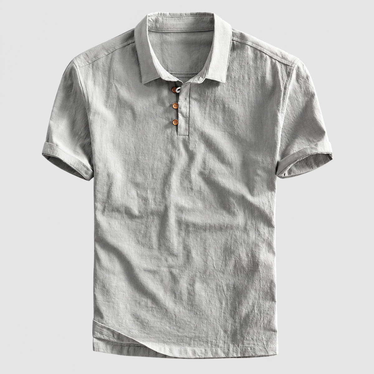 Men's Cotton Polo Shirt with Classic Collar and Regular Fit in Grey — view 4