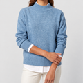 Women's Oversized Mock-Neck Knitted Jumper in Blue — view 2