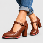 Women's T-Bar Brogue Block-Heel Mary Jane Shoes — view 2