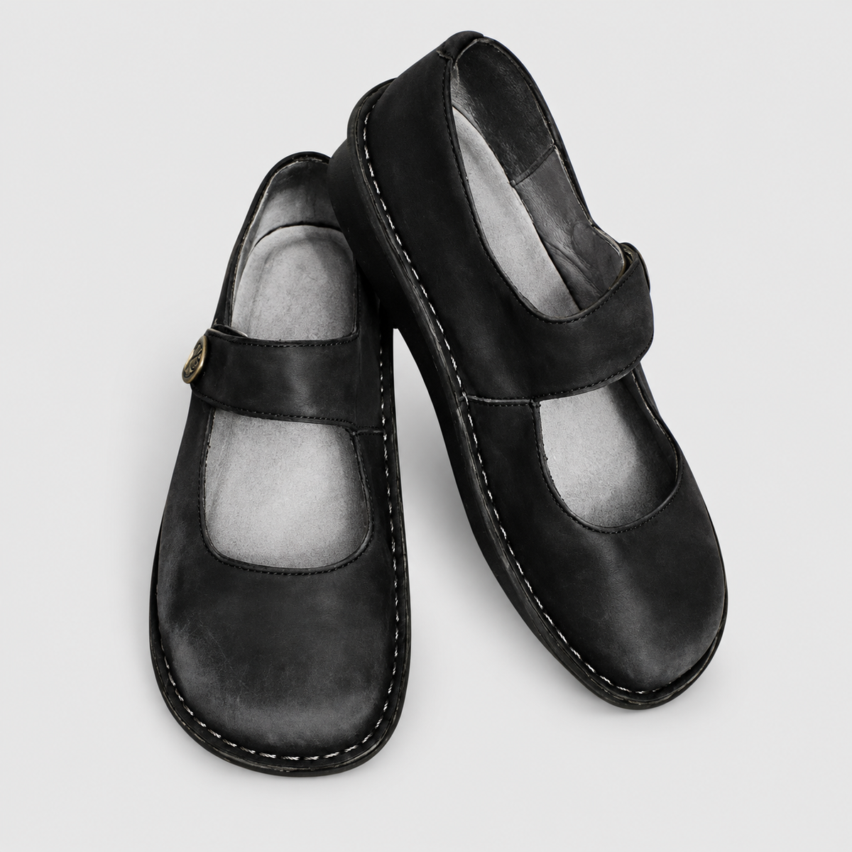 Women's Round-Toe Mary Jane Shoes in Black — view 9