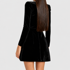Women's Velvet Mini Evening Dress with Embellished Square Neck — view 5