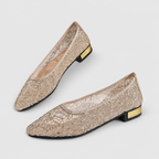 Women's Metallic Lace-Effect Flat Shoes — view 1