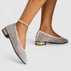 Women's Metallic Lace-Effect Flat Shoes — view 3