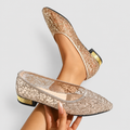 Women's Metallic Lace-Effect Flat Shoes in Gold — view 5