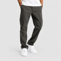 Men's Straight-Leg Cargo Trousers with Elasticated Waist in Dark Grey — view 1