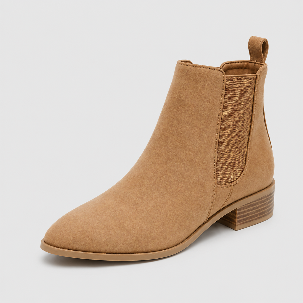 Women's Pointed Toe Chelsea Ankle Boots with Low Block Heel — view 9
