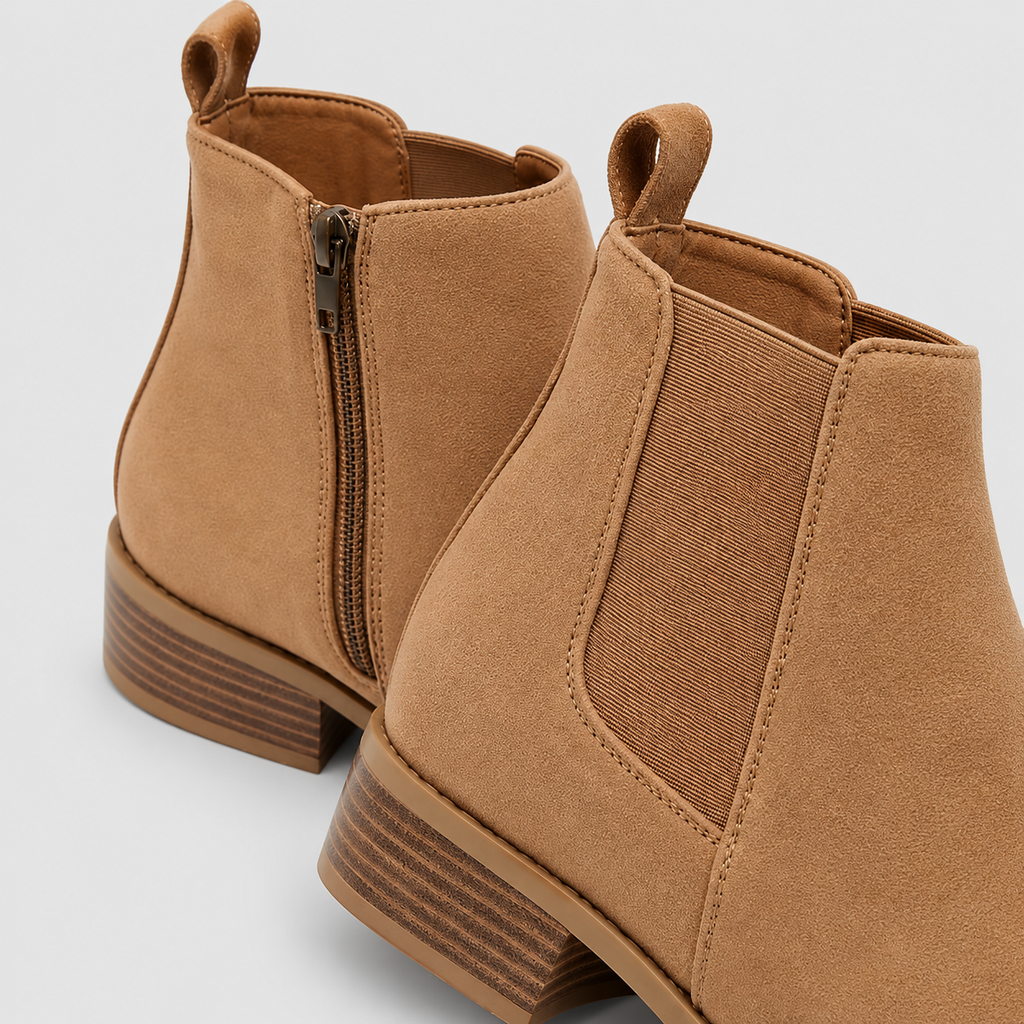 Women's Pointed Toe Chelsea Ankle Boots with Low Block Heel — view 10