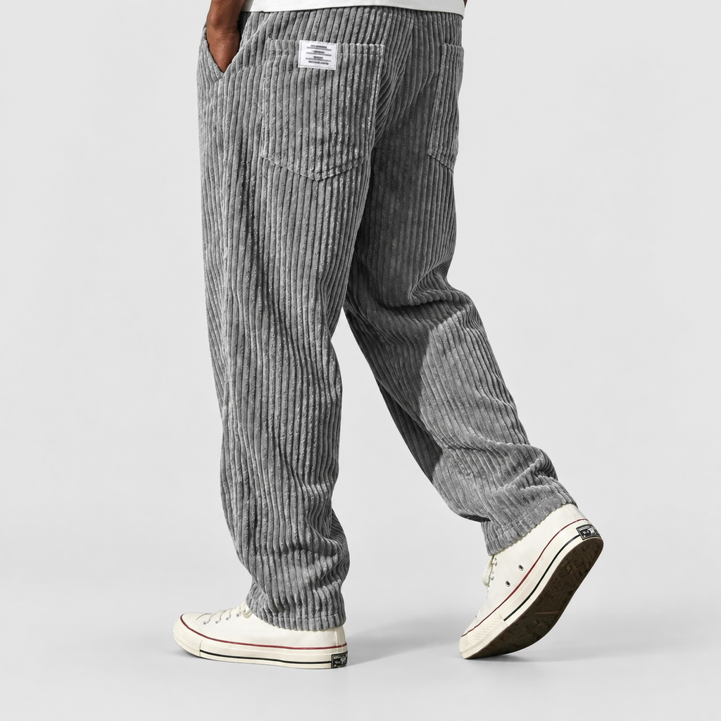 Men's Relaxed-Fit Ribbed Wide-Leg Trousers — view 1