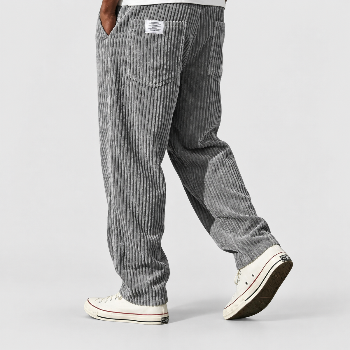 Men's Relaxed-Fit Ribbed Wide-Leg Trousers — view 1